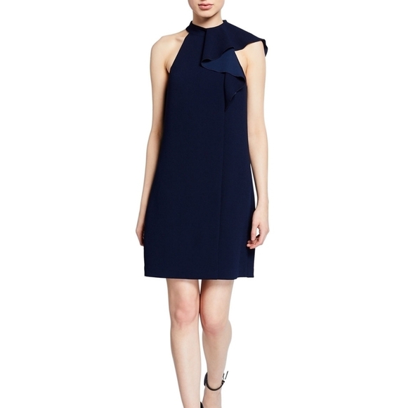 COPY - Trina Turk Capilla Halter Flounce Navy Blue Dress NWOT - Picture 1 of 10